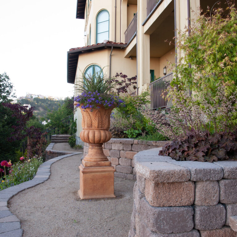 Elegant Hillside Entrance retaining wall bay area walnut creek